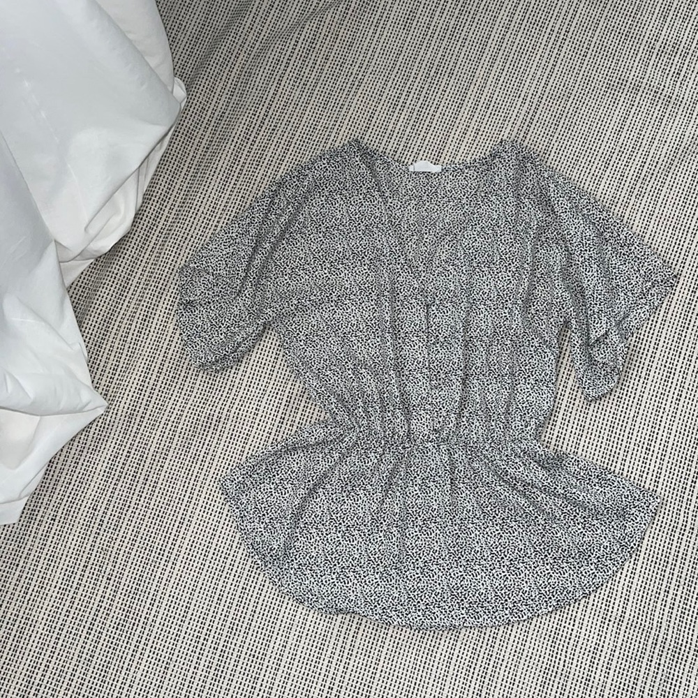 Dressy Short-Sleeve Blouse in Black & White